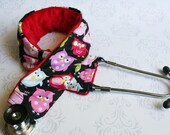 Padded Stethoscope Cover - Nurse, Doctor, Med Student, Nursing Student, Medical Assistant - Sleepy Owls and Red- MADE TO ORDER
