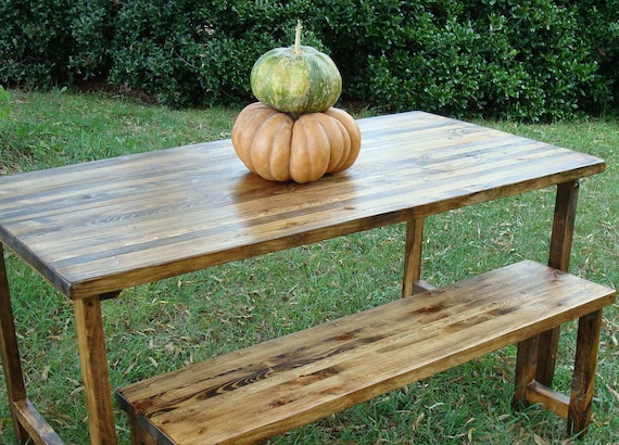 Reclaimed Wood Table and Bench