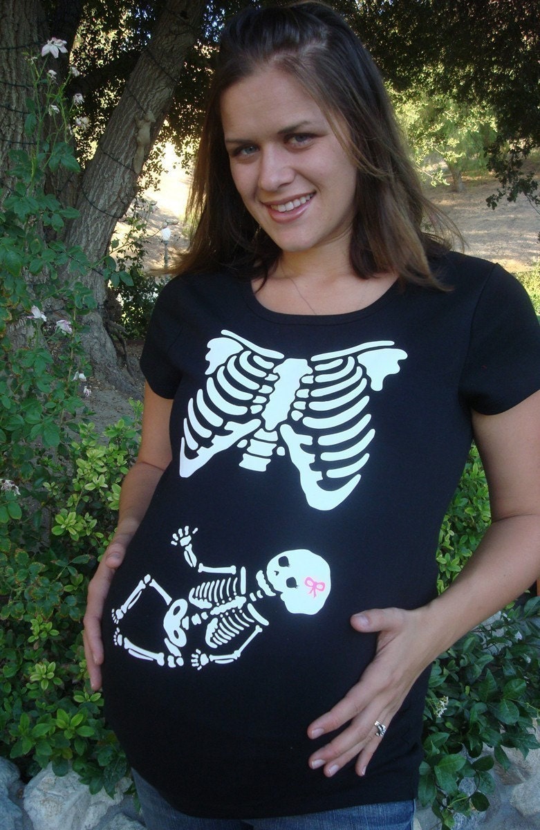 LARGE short sleeve Halloween custom skeleton xray Maternity shirt - BabytalkDesigns