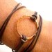 Leather Wrap Bracelet NUDE BEACH Copper and Dusty Brown Leather Cord