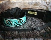 New Design - Turquoise and Black Leather and Suede Camera Strap