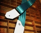 NEW Leather and Seat Belt Guitar Strap - Teal