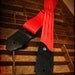 NEW Leather and Seat Belt Guitar Strap - Red