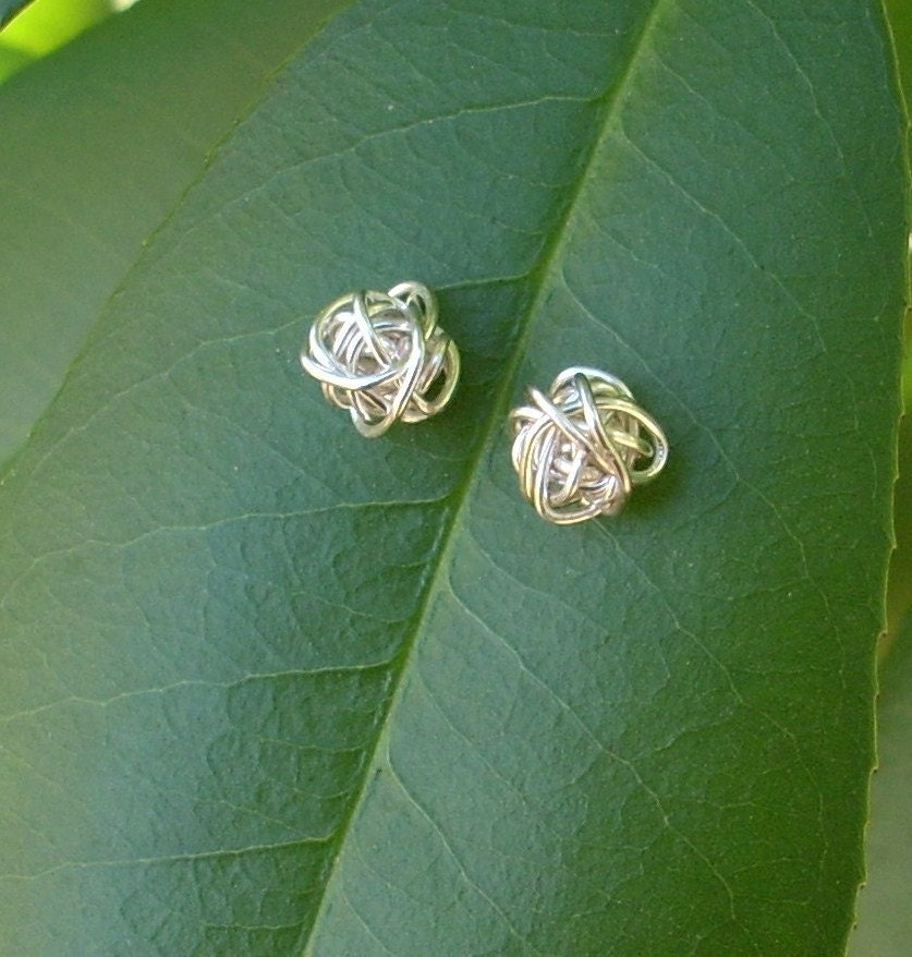 Silver plated Copper Wire Knot Stud Earrings