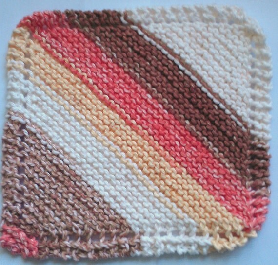 Natural Stripes Knit Dish or Wash Cloth