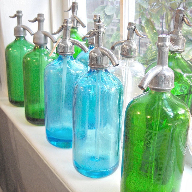 Antique Glass Seltzer Bottle - Your Choice of Blue or Green