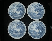 Vintage Blue and White Wedgwood 1960's Small Bowls Set of 4 "Countryside"