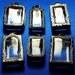 6 Pendant Trays, Picture Cases, Mixed Sizes, Large & Small, Blank, Engraved Clear Locket Containers, Silver tone Metal, ONLY 4 DOLLARS EACH