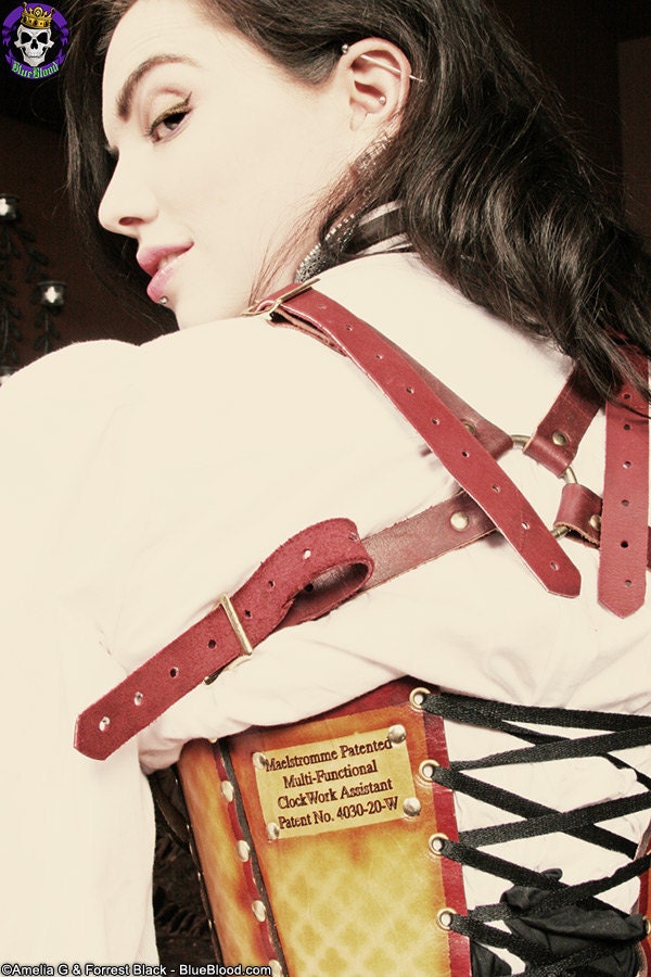 Hard Leather Clockwork Bra - Made to order