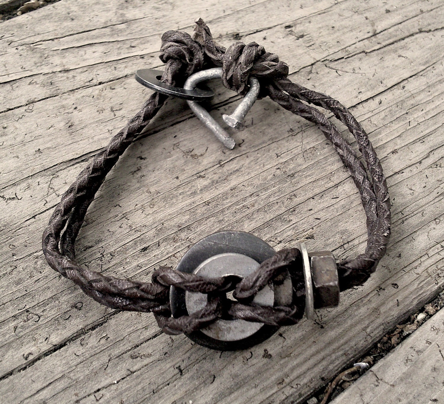 Teen Guy Bracelet Mens Leather Recycled Bracelet Rustic Teen Boy Gift Jewelry Handmade