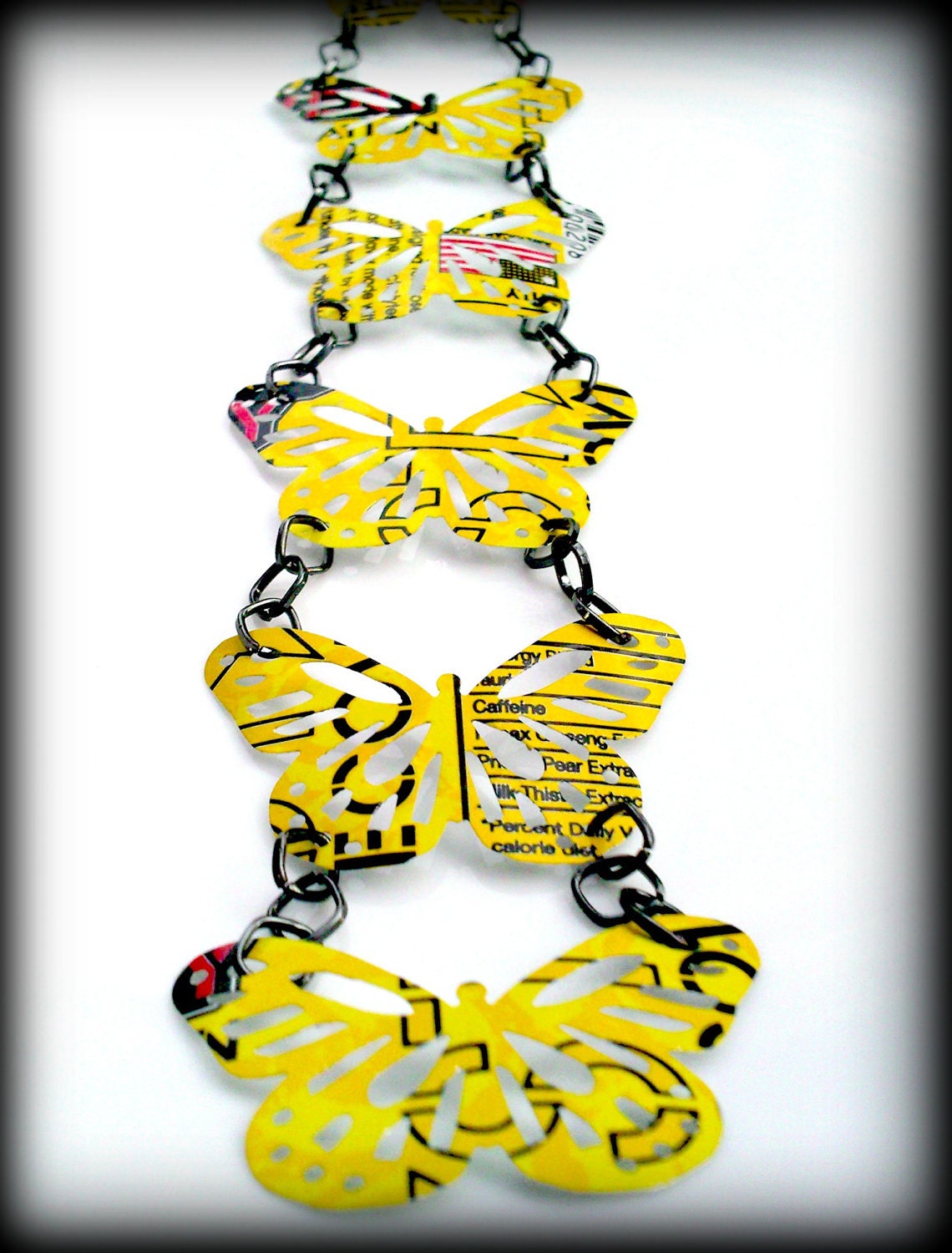 Upcycled Butterfly Recycled Soda Can Chain to Hang Windows Walls Lights at Parties - 12" Tin Can Art Pop Can Aluminum Can - CH06