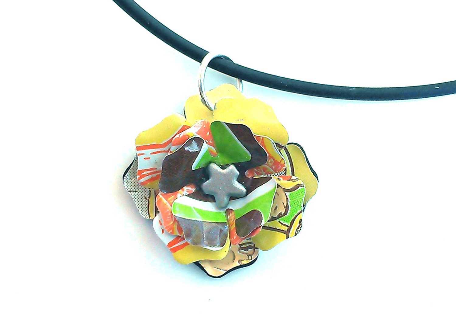 Peace Tea Upcycled Necklace Tin Can Eco Friendly Jewelry Recycled Gift Recycled Soda Can Jewelry - N80
