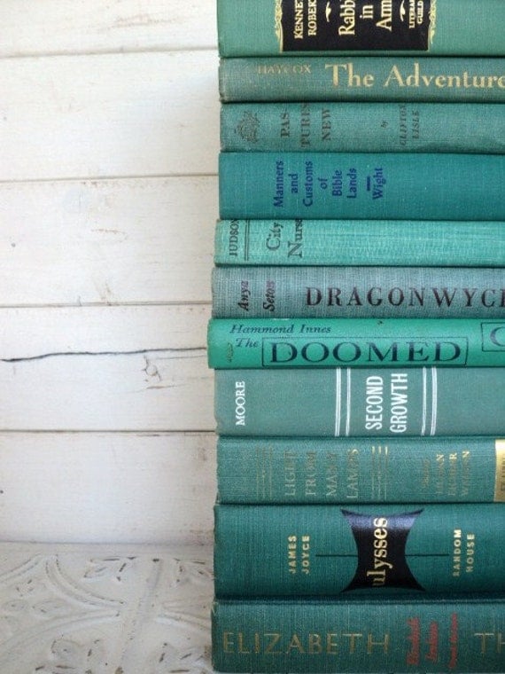 Ocean Books Instant Library Collection Decorative Books Photography Props Turquoise Books by the Foot Teal Green