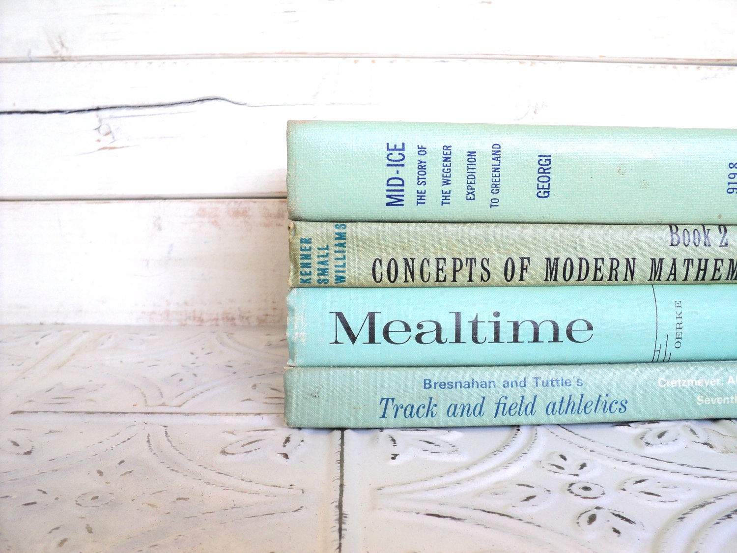 Reserved for Angela Pale Aqua Blue Instant Library Collection Decorative Books Photography Props Turquoise Books by the Foot