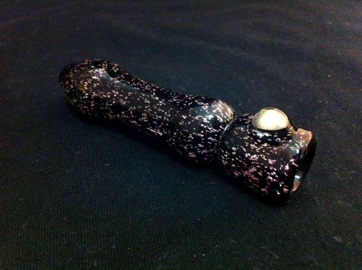 Glass Pipe Pink Full Super Sparkle Dichro Tobacco Chillum Pipe