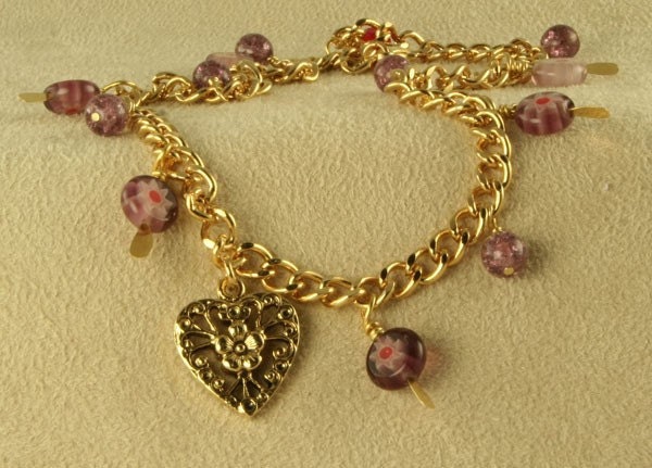Golden Heart Charm Anklet Handmade