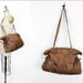 sepia leather slouchy tote / large patchwork 80s bag