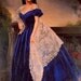 Scarlett O Hara Gone with the Wind Blue Velvet Portrait Gown Dress Costume Adult