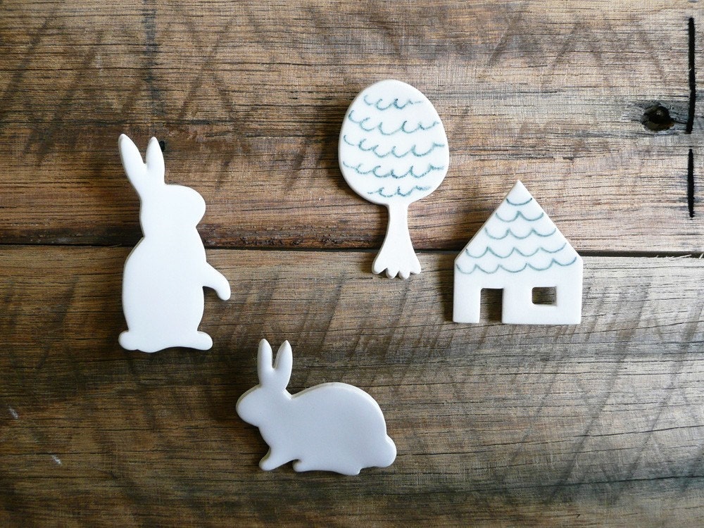 White Bunny Rabbit Brooch
