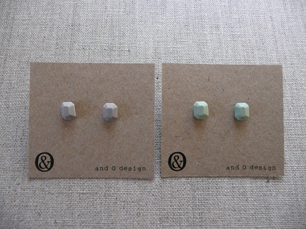 Octagon Cut Jewel Stud Earrings