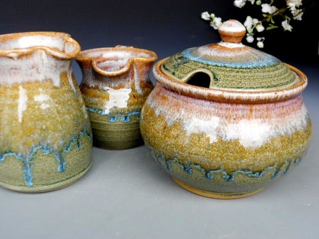 Sugar Bowl, Creamer and Syrup Pitcher