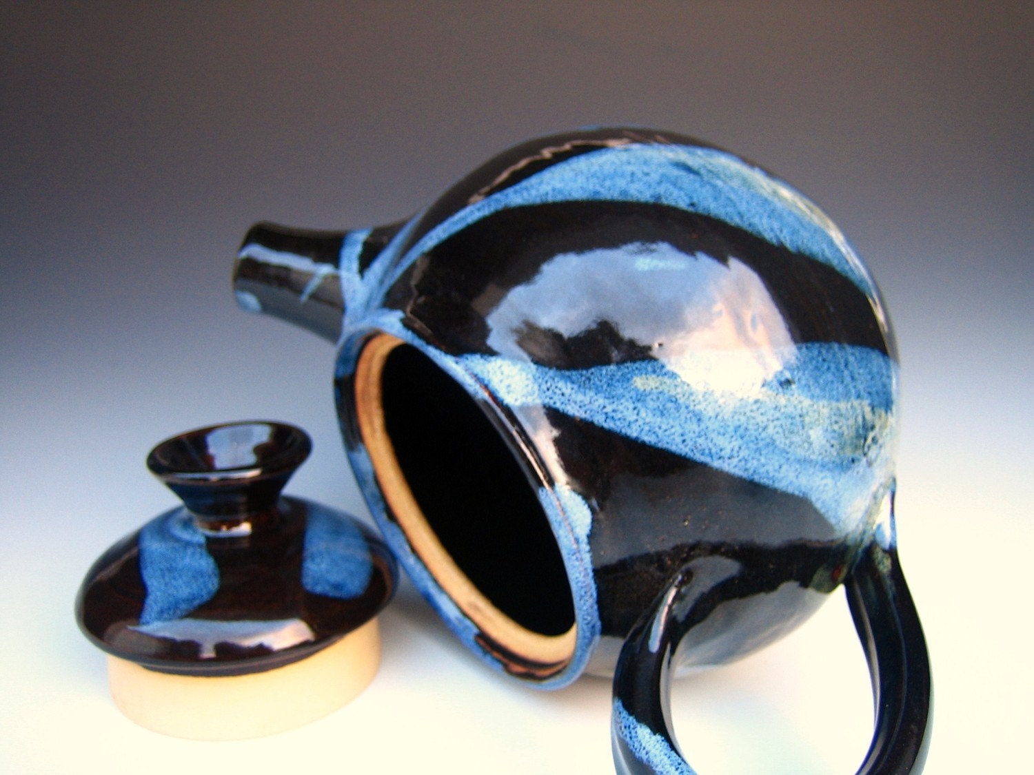Teapot Black-Blue Pour Glaze