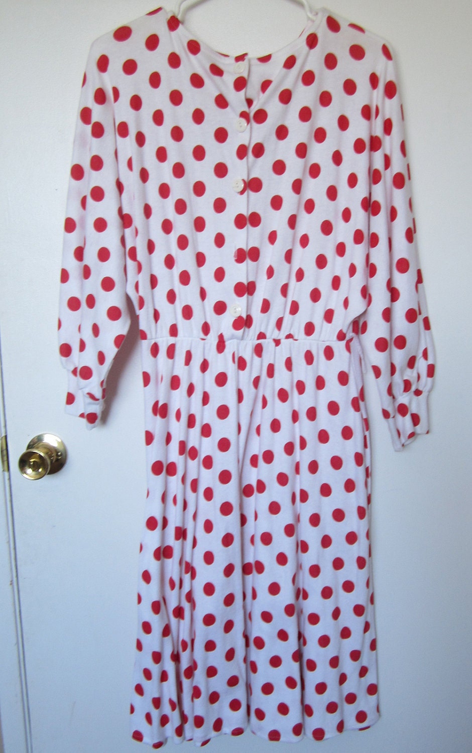 Vintage White with Red Polka Dots Dress (Destash Sale)