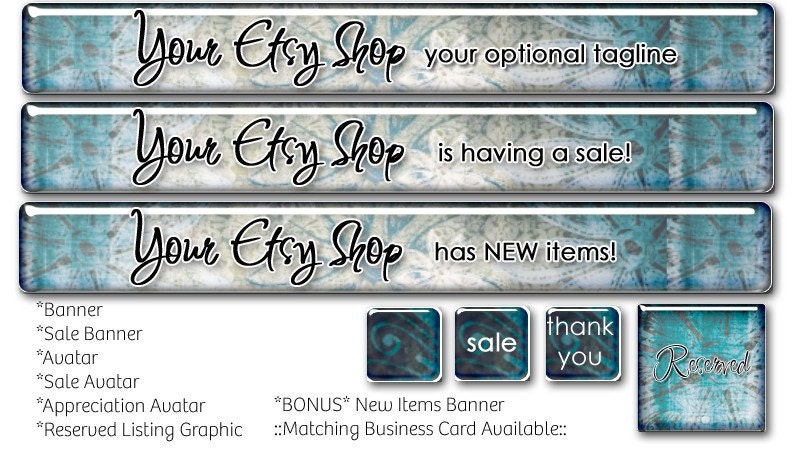 PreMade Moody Blue Banner and Avatar Etsy Shop Set