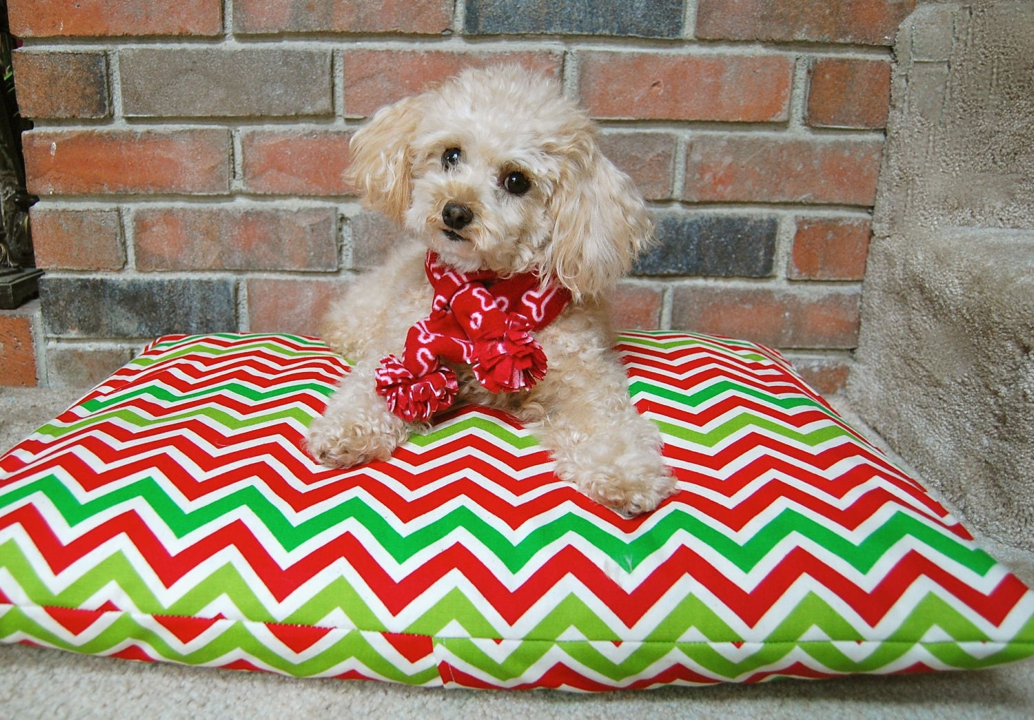 Christmas Pillow Pet Pillow Dog Bed Cover Decorative Pillow - 19 x 25 Inches - Choice of Chevron Prints