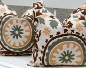 Pillow Decorative Pillows - Accent Pillows - Cushion Covers - 20 x 20 - Suzani in Earth Tones