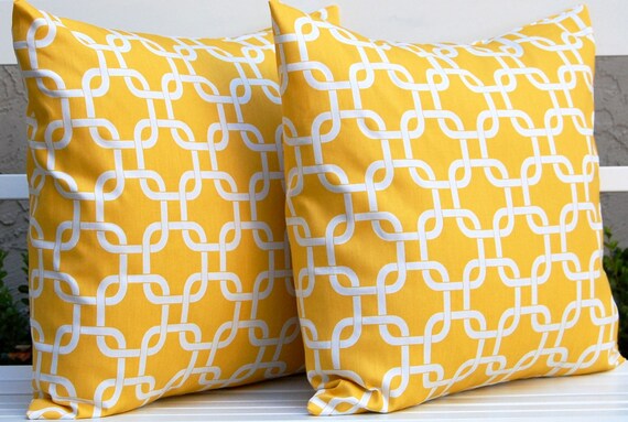 Yellow Throw Pillow Covers Accent Pillows Decorative Pillows Chain Link Pillow Covers 20 x 20 Inches