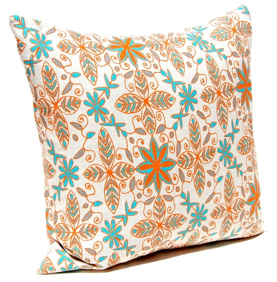 Items similar to Throw Pillow Covers Tangerine Orange and Turquoise