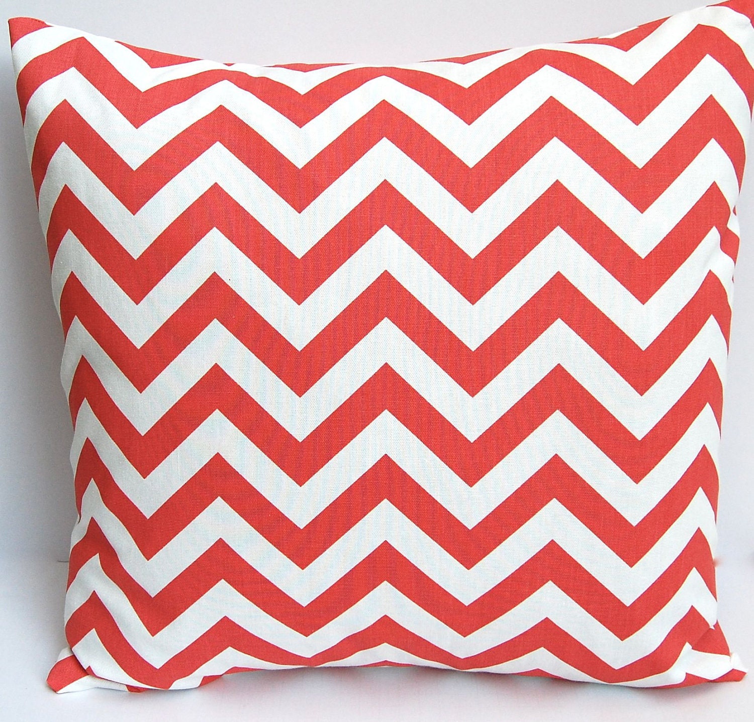 Coral Chevron Pillow Decorative Throw Pillows Coral on White 20 x 20 Inches Pair of two