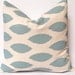 Decorative Throw Pillow Covers in Blue on Natural 20 x 20 Inches - Antique Script and Ikat Blue Cushion Covers