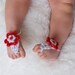 Baby Girl petal sandals. Holiday Red and White for tiny toes.