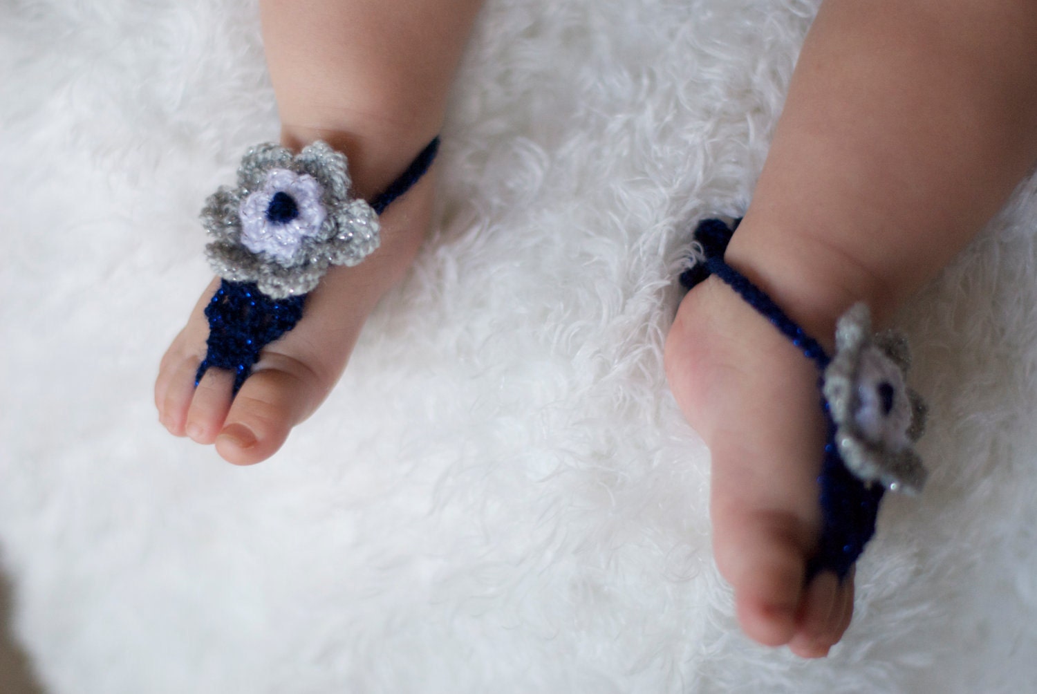 Baby Barefoot Sandals. Dallas Cowboys colors. Girl stylish foot wear for those tiny earth bound toes.