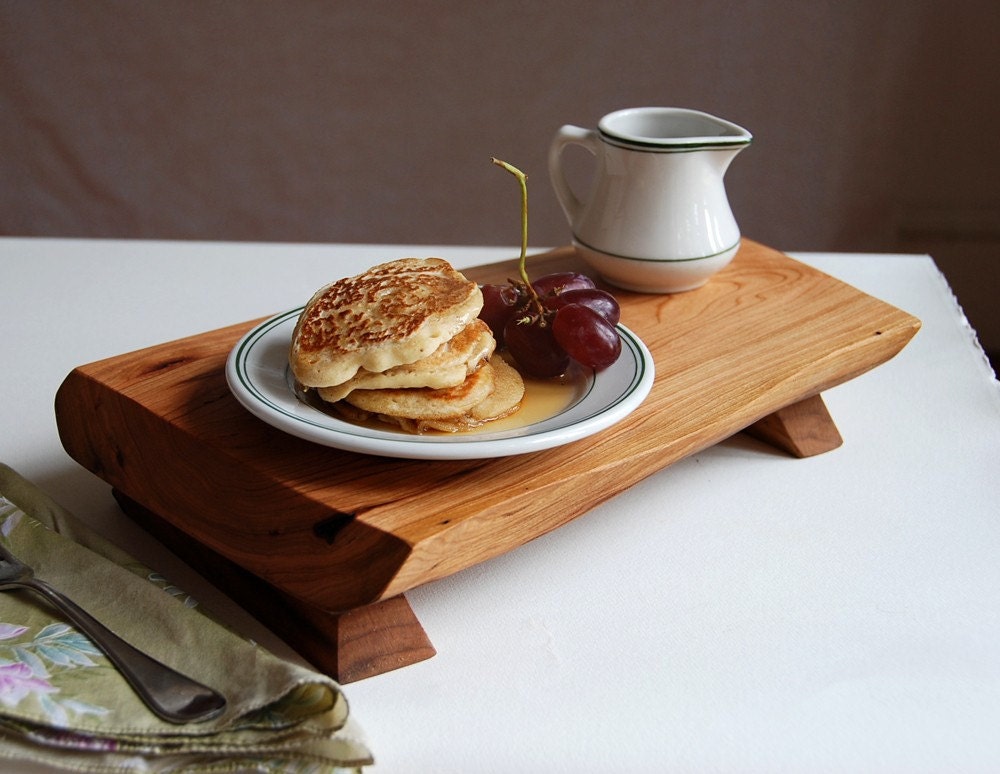 Bistro Serving Tray Cutting Board in Cherry Footed Cutting Board Pancake Breakfast Footed Platte