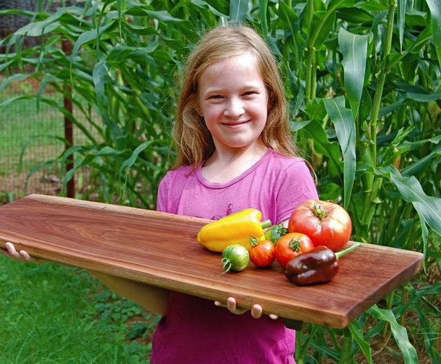 Walnut Cutting Board Salvaged Wood Serving Tray Footed Platter Organic Home and Garden
