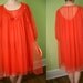 VINTAGE 60's Peignoir Set Red Chiffon Lace Sheer - M/L