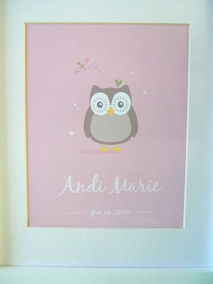 Nursery wall art, nursery print, baby nursery, kids art, Owl Print
