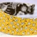 Reversible Fabric Headband- Children Toddler in Tiny Yellow Brown Flowers