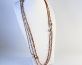 Vintage Extra Long Double Chain Gold Ball Bead Necklace
