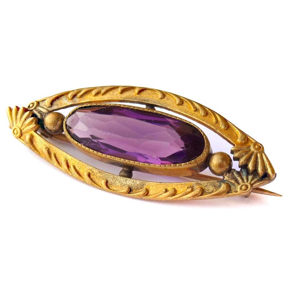 GLP Amethyst Art Nouveau or Edwardian Brooch