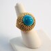 Chunky Faux Turquoise and Gold Rope Ring - Vintage Adjustable