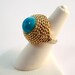 Chunky Faux Turquoise and Gold Rope Ring - Vintage Adjustable