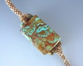 Jewelry Pendant Arizona Boulder Turquoise on Kumihimo Braided Cord