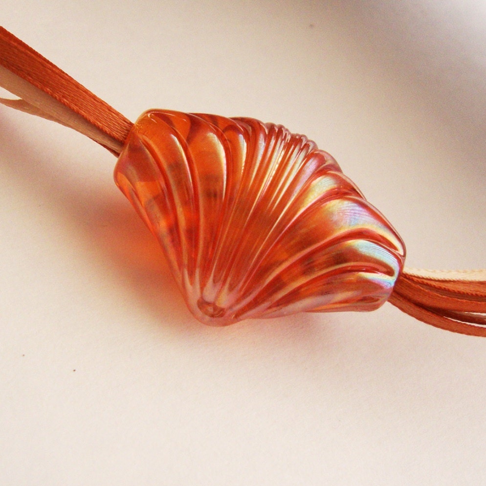 Stuart Abelman Peach Orange Glass Bead Pendant