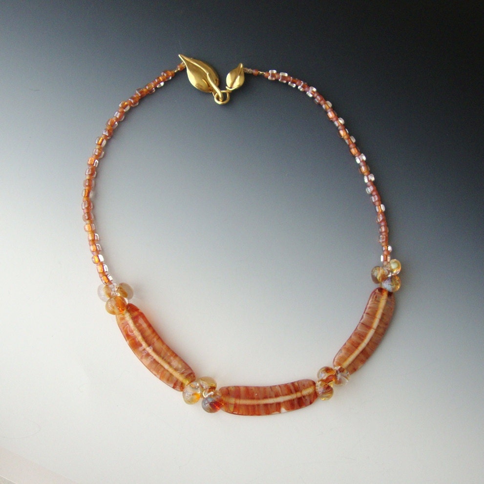 Jewelry Copper Colored Boro Bead Necklace