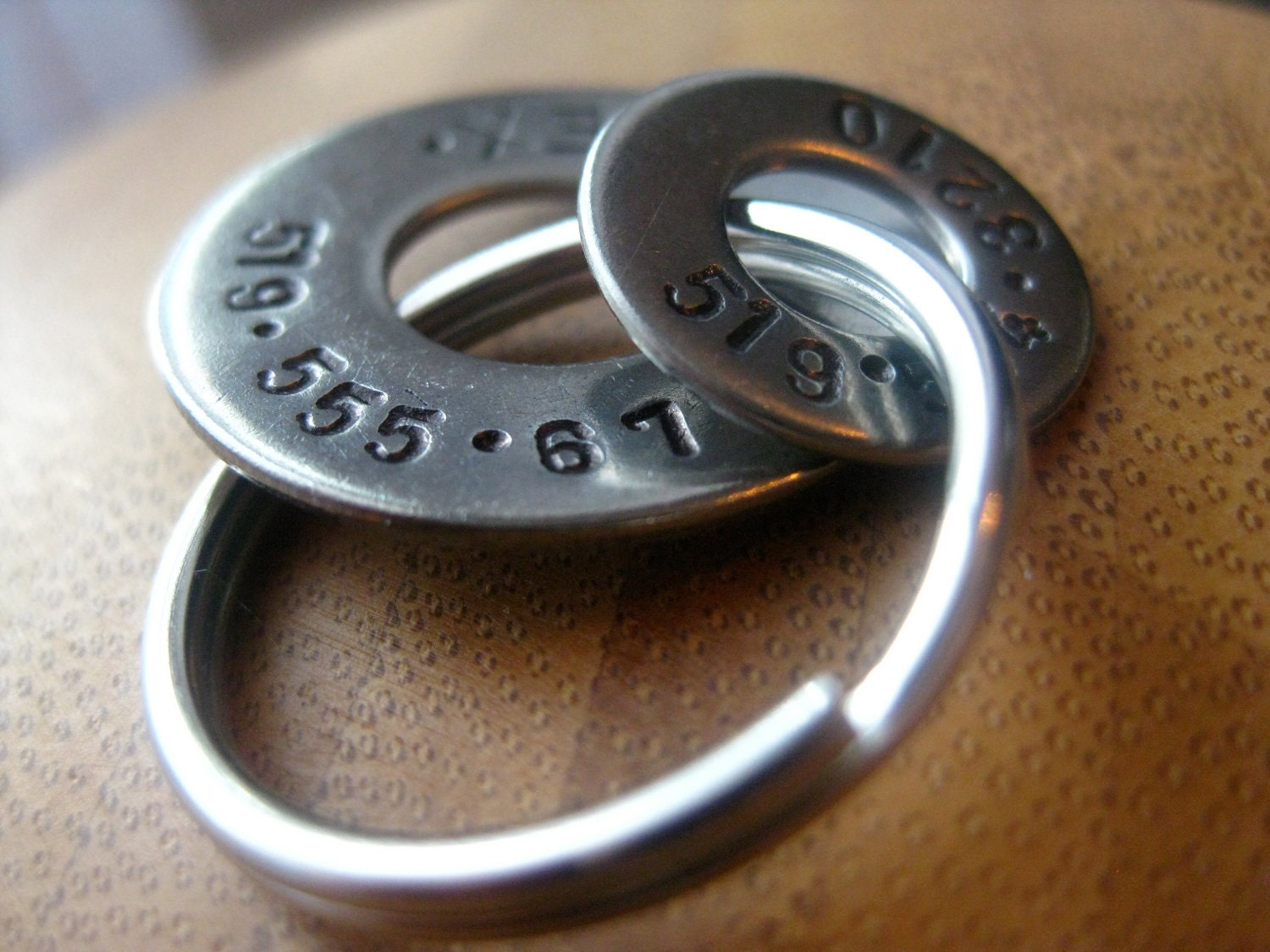 Custom Rugged Dog Tag - Two Rings For Two Numbers - Stamped by Rawkette