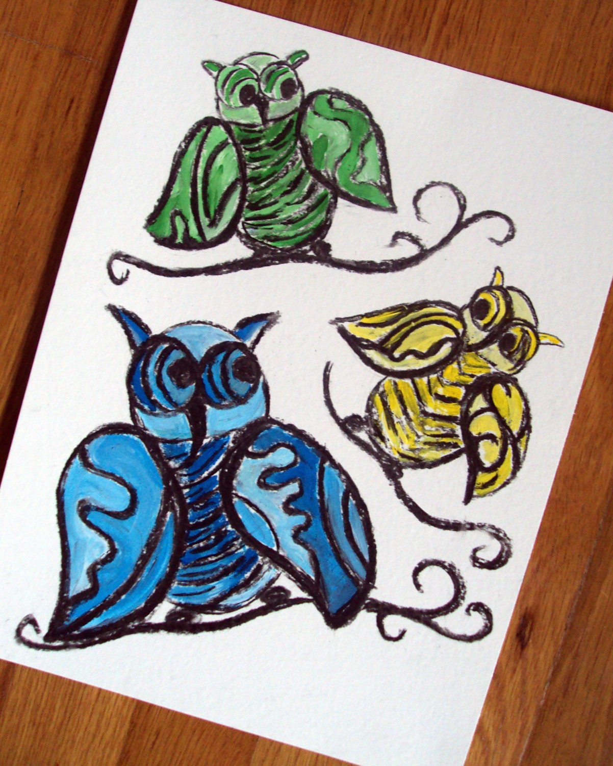Kids owl art original painting
